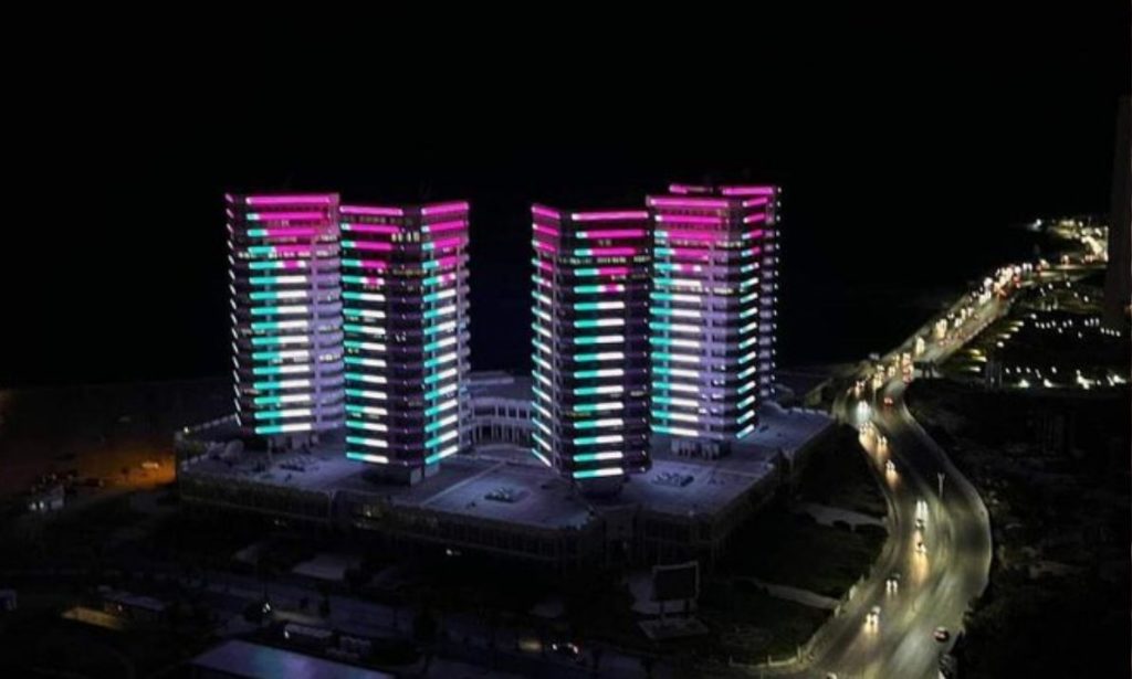 palestine flag lit up on Tripoli tours